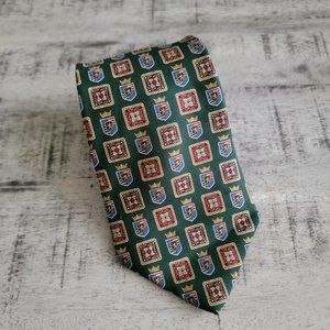 Tommy Hilfiger Royal Crest Green and Burgundy Silk Tie 56.5" x 4"